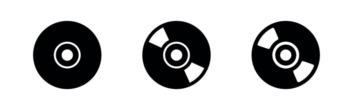Compact Disc and DVD Icons Set. Optical Media Storage and Digital Data Symbol Vector Illustration.