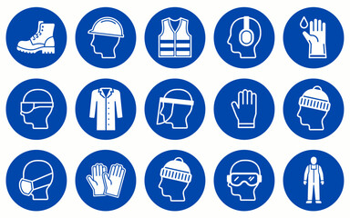 Fototapeta premium Collection Of Safety Workwear And Protection Icons