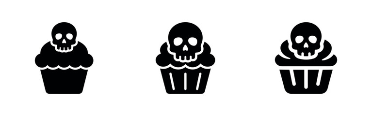 Spooky Skull Cupcake Icons for Halloween and Horror Themes © Lili