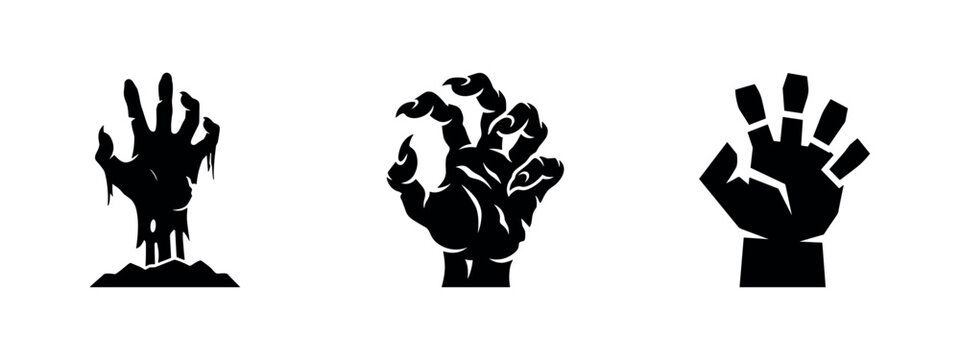 Zombie Hand Icons for Halloween, Horror, and Undead Themes