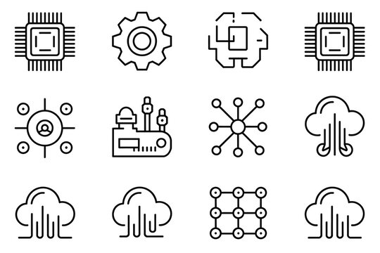 Ai Cloud Computing Line Icons High Resolution Picture
