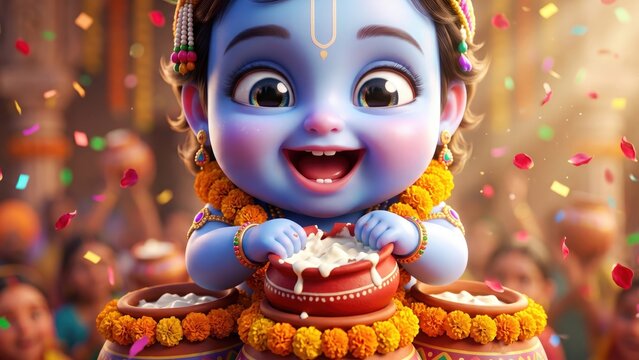 Baby Krishna Dahi Handi &ndash; Joyful Festival Victory