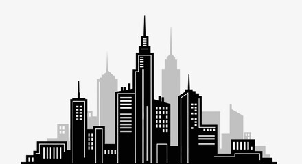 Obraz premium City Skyline Silhouette Urban Landscape.