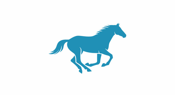 Blue Horse Silhouette Running Freely.