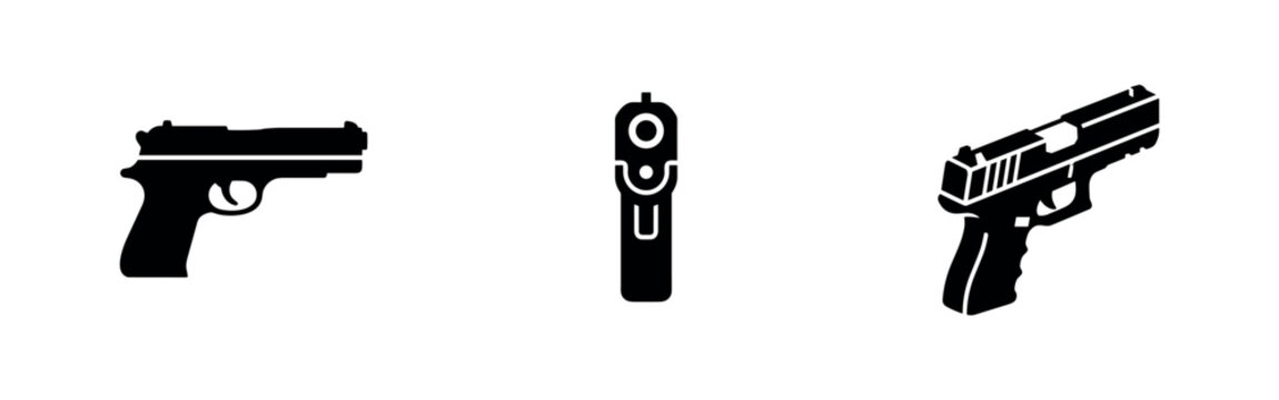 Handgun Pistol Weapon Icons Set