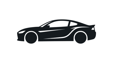 Fototapeta premium A simple black silhouette of a modern sports car on a white background