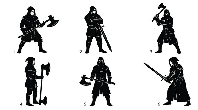 Silhouette of a man in medieval executioner costume