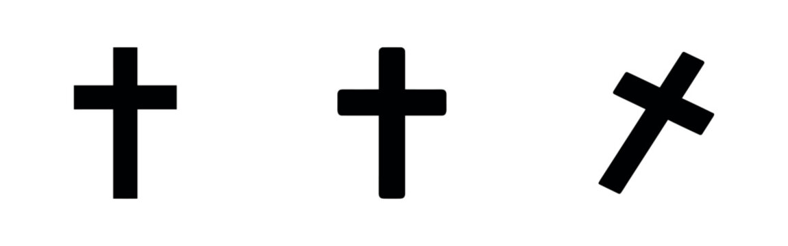 Three black icons of simple crosses in different orientations on a white background.