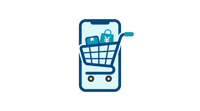 E-commerce shopping cart on mobile phone.