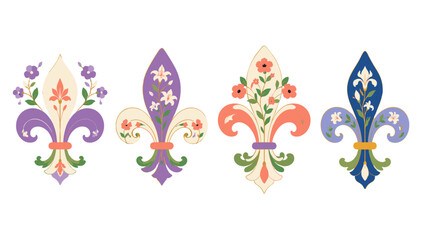 Set of floral fleur de lis ornamental vector emblems © Mark