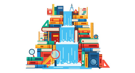 Fototapeta premium Colorful books stacked high tower.