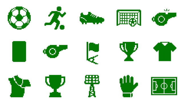 Soccer players compete in a stadium with various sports equipment and trophies