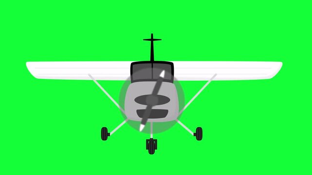 looping animation video of an airplane seen from the fronton green screen