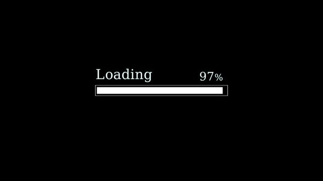 Loading progress bar animation from 0 to 100 with transparent background, Animated progress bar from 0 to 100 increasing percentage with ,4k motion video.