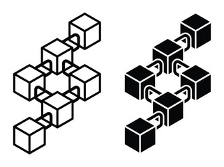 Fototapeta premium Black and white cube blocks linked together in chain Vector
