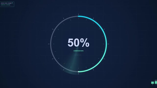 Conversion Rate Percentage HUD UI Dashboard Circular Loading Progress Chart Background