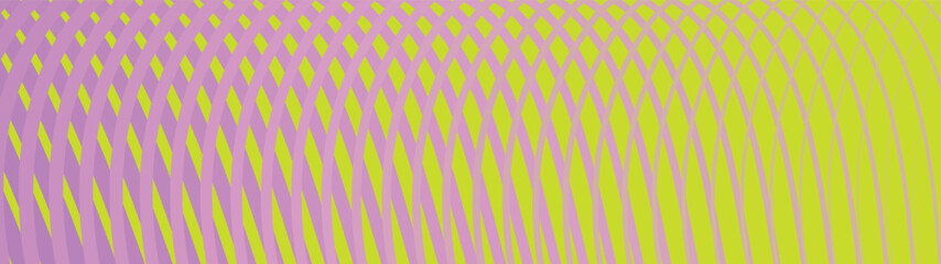 Abstract geometric wave pattern background with purple and yellow gradient distortion effect. Modern optical design for technology projects. Dynamic futuristic texture with striking visual depth. © Parul