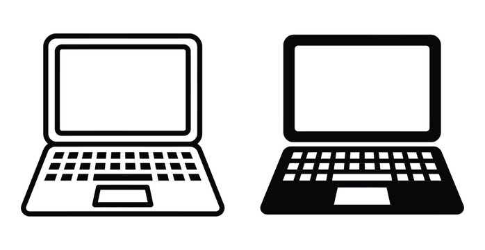 Black and white laptop computer icons Vector