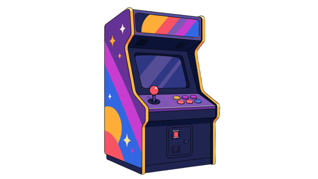 Retro arcade game cabinet vector illustration on white background