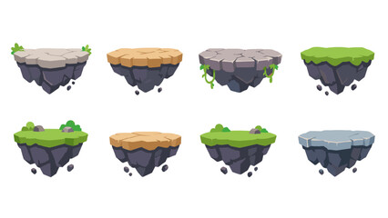 Set of floating stone platforms for side scrolling game levels © Mark