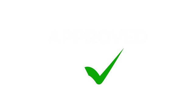 Green checkmark animation on white background. tick symbol animation, success approval correct sign intro template.