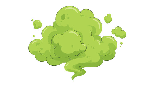 Green toxic smoke cloud cartoon vector illustration