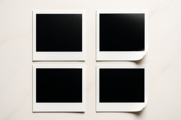 Fototapeta premium Blank instant photo frames mockup on light background for design or branding presentation, with clean layout and copyspace included. Ai generative
