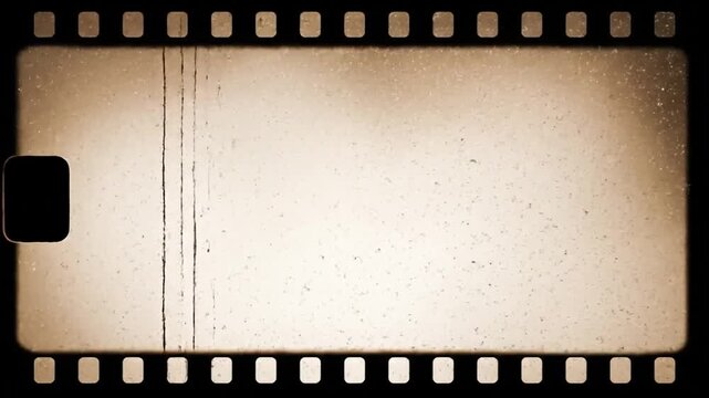Old film strip with sepia tones showcasing vintage cinematic frames and perforations capturing nostalgic motion effects