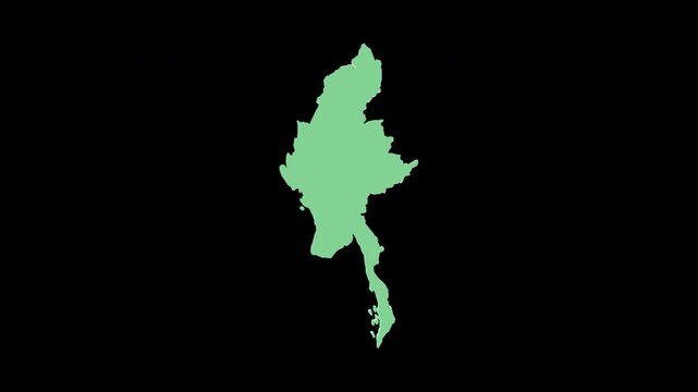 Myanmar green 3D map spin perfect 10 second loop black background