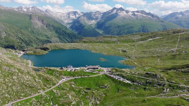 Scenic Totensee and Grimsel Pass Landscape in Obergoms Switzerland Alps