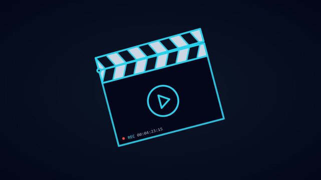 Cinematic clapperboard video production movie studio icon