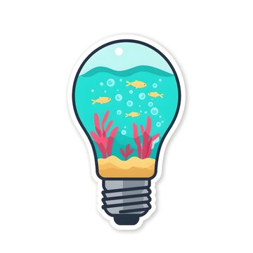 Underwater ecosphere lightbulb aquarium icon isolated flat template