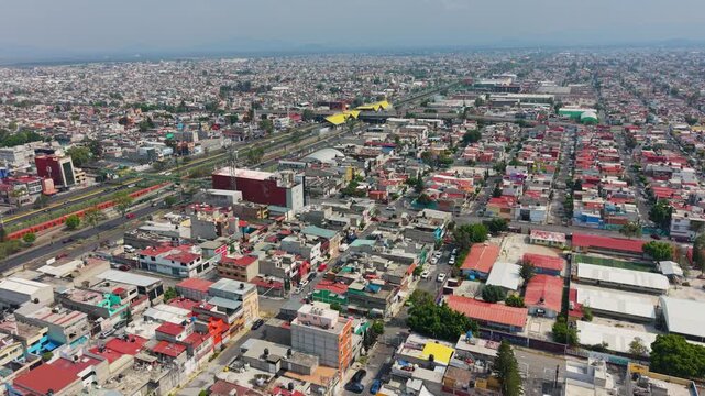 Aerial panorama of Ecatepec and surrounding urban districts
