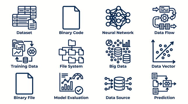 Collection of data science and machine learning related icons