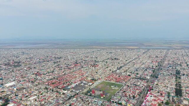 Aerial cityscape showcasing Ecatepec and surrounding districts