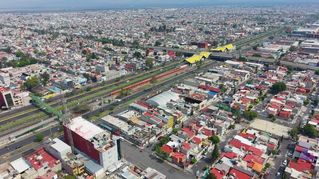 Aerial view of Ecatepec urban mobility infrastructure