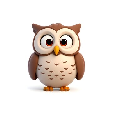 cute owl 3d character on white background