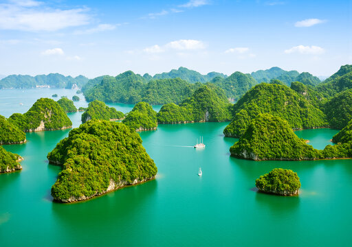 Halong Bay in Vietnam. Unesco World Heritage Site.