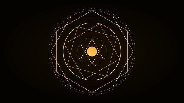 Golden sacred geometry mandala spiritual meditation pattern