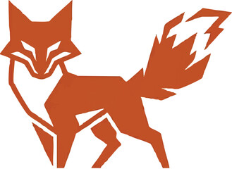 A sleek fox emblem with angular geometry is presented in a dynamic pose.