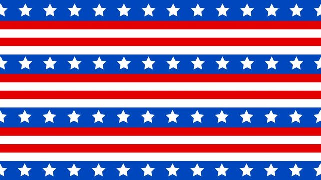 Dynamic Patriotic American Flag Stars and Stripes Seamless Looping Background Animation.