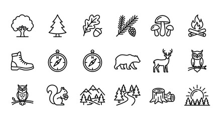 Forest Silhouette Collection Flat Vector Graphics On White Background © nurjahan