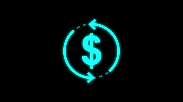 Refresh or rotation arrow recharge with dollar, 4k video. dollar refund icon, currency exchange icon animation. dollar and round circle arrow icon. Computing refresh anima refresh bar