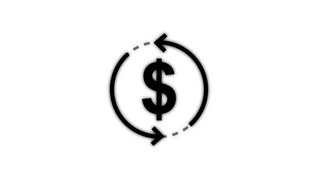 Refresh or rotation arrow recharge with dollar, 4k video. dollar refund icon, currency exchange icon animation. dollar and round circle arrow icon. Computing refresh anima refresh bar