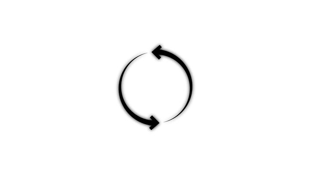 Refresh icon. Circle arrow icon refreshes and reloads, Two Arrow Cycle Recycle animated, recycle symbol, Animated loading refresh arrows spinning, circle arrow refresh icon