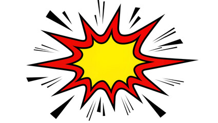 Explosion comic book style burst with yellow center and red outline, isolated on transparent background © Marcel