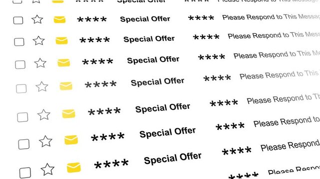 New email notification alert concept. represents incoming email with special Offer discount code. digital envelope icon, Unread Messages Alert, message icon animation. message box icon message 