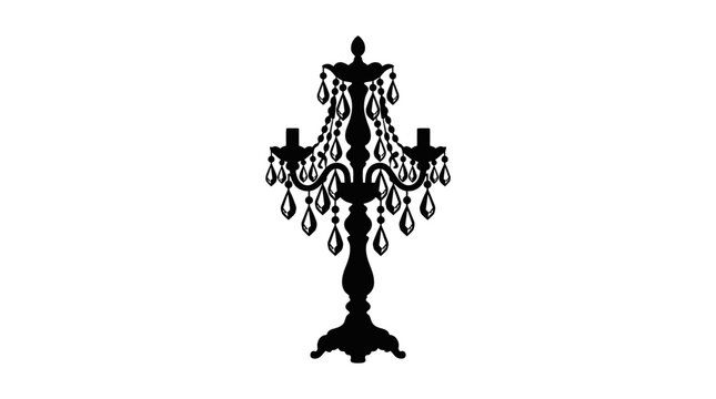 Candelabra Silhouette On White Background Decorative Lighting Fixture