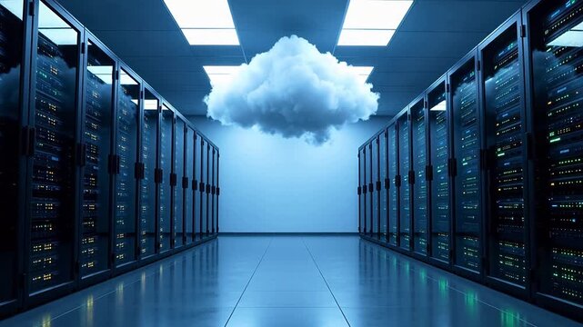 server room with cloud above