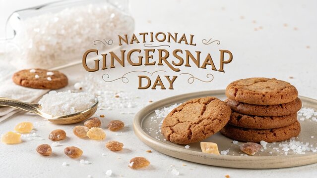 Crystal Text Typography National Gingersnap Day Premium Celebration Artwork.